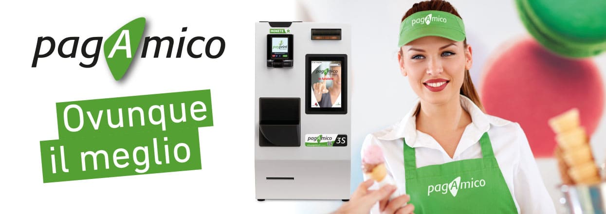 Cassa automatica pagAmico 3S per gelaterie esposta alla fiera Gelatissimo di Stoccarda
