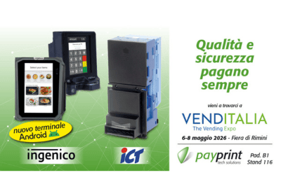Gamma di soluzioni PayprinT per Venditalia 2026: cassa automatica Pagamico, terminali Ingenico Android e moduli ICT